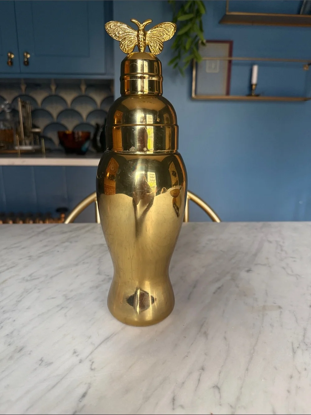 Anthropologie Gold Butterfly Cocktail Shaker